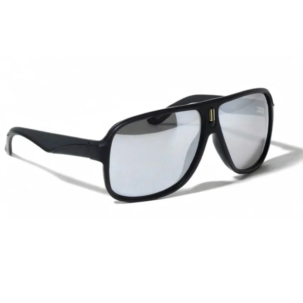 Mens Hip Hop Shades Bold Sunglasses Silver Mirrored Lens Shield Square Frame New